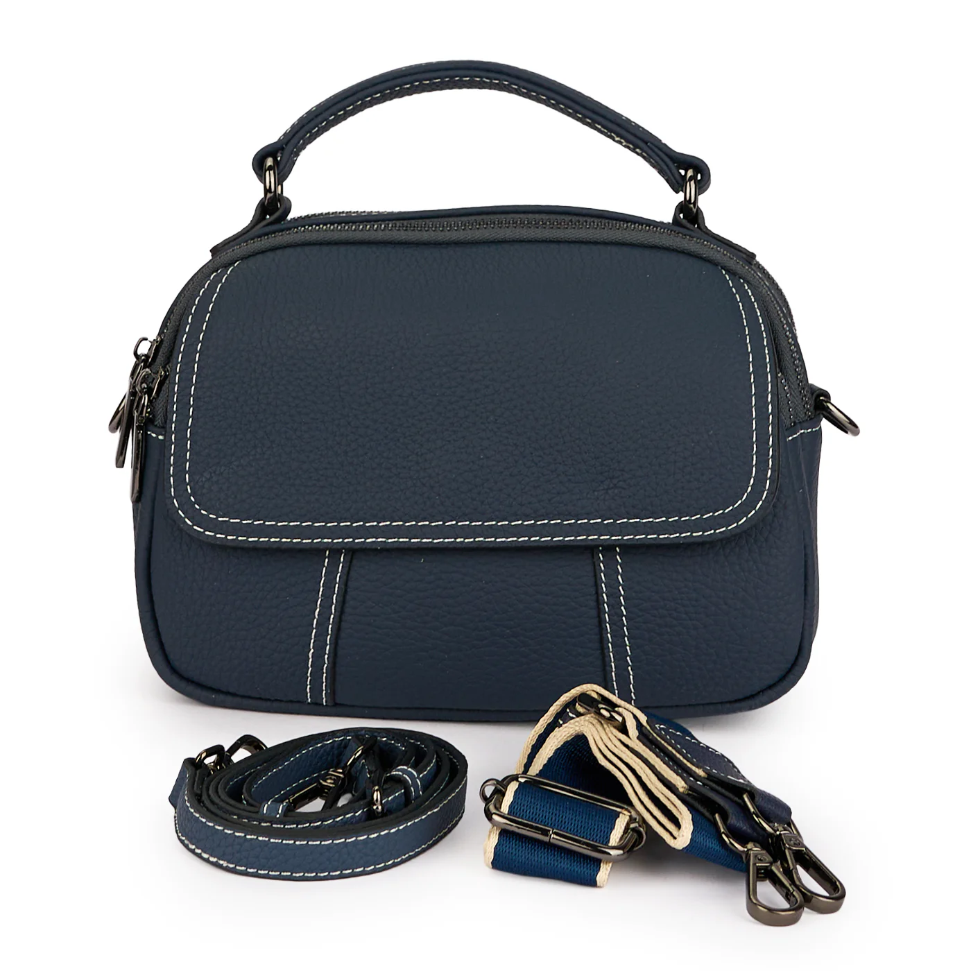 Geanta dama din piele naturala bleumarin 21433