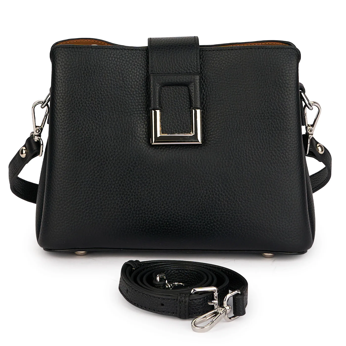 Geanta dama din piele naturala neagra 21404