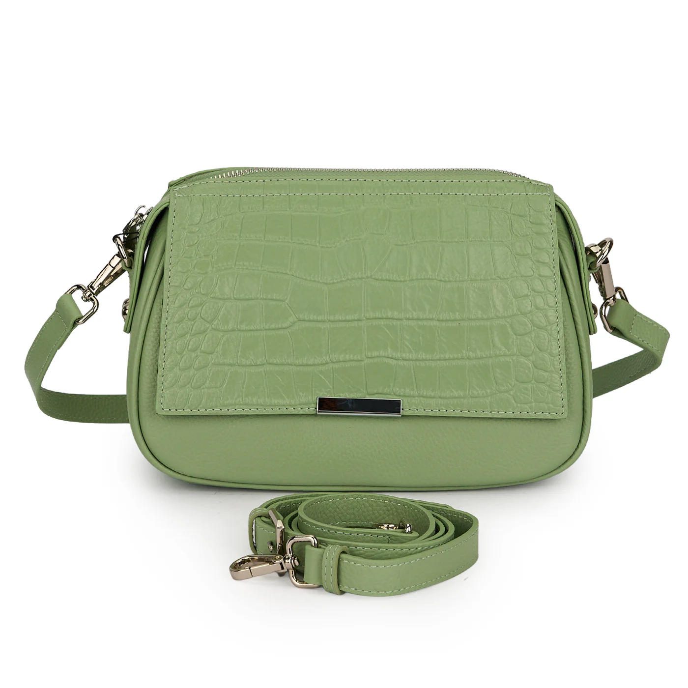 Geanta dama din piele naturala verde 21650