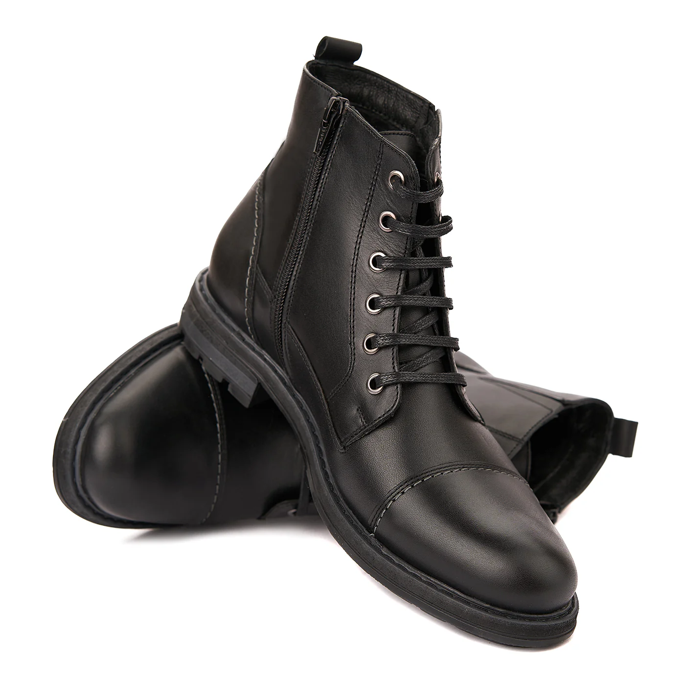 Ghete Barbatesti de Iarna din Piele Naturala Neagra 1095 - Image 4