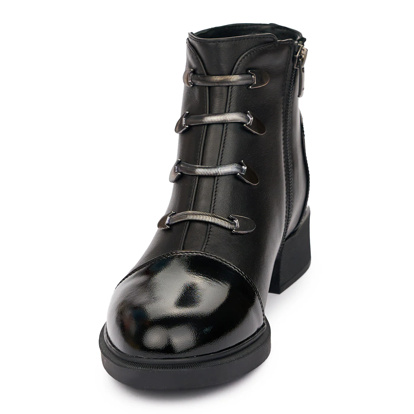 Ghete Blana Dama din Piele Naturala Casual Negre 12142 - Image 3