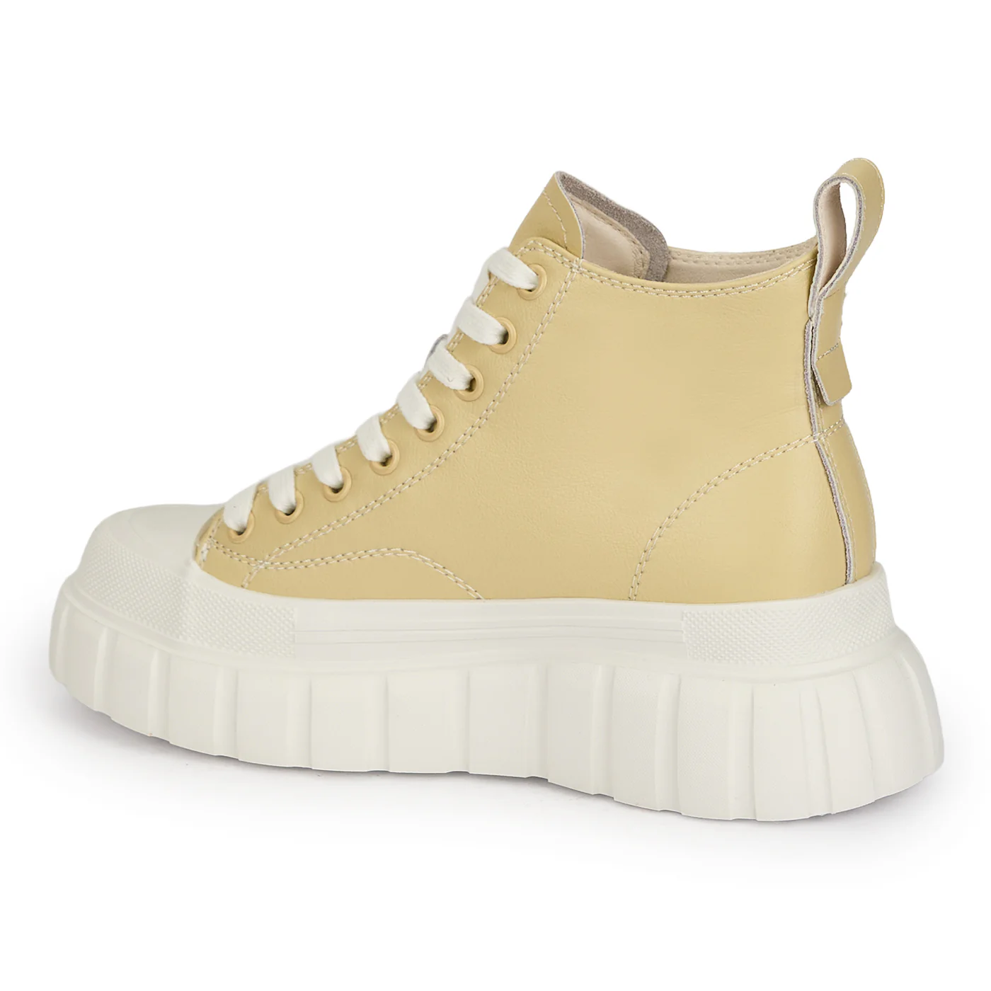 Ghete casual dama din piele naturala crem cu talpa inalta 6 cm 19066 - Image 2