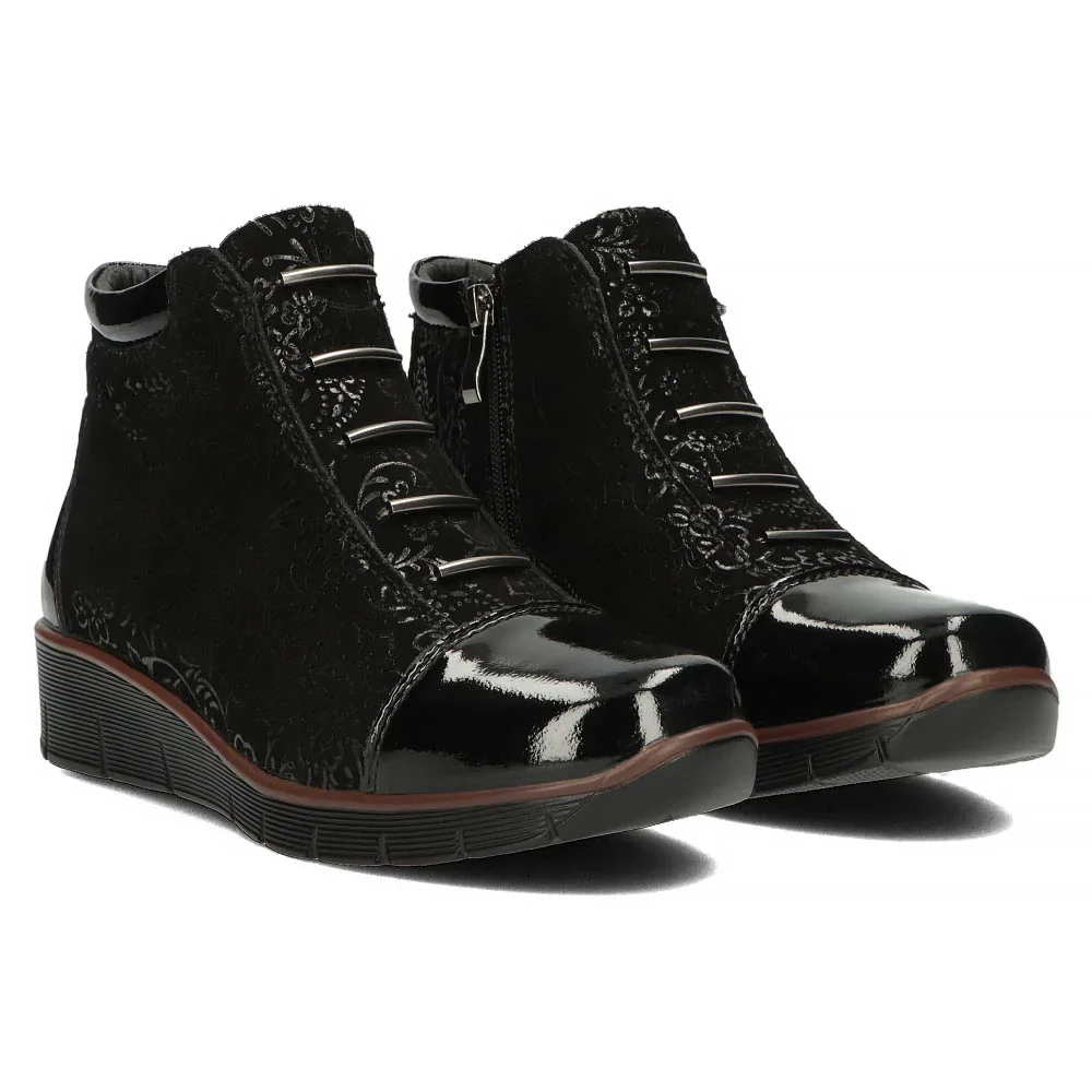 Ghete casual dama din piele naturala neagra 14523 - Image 7