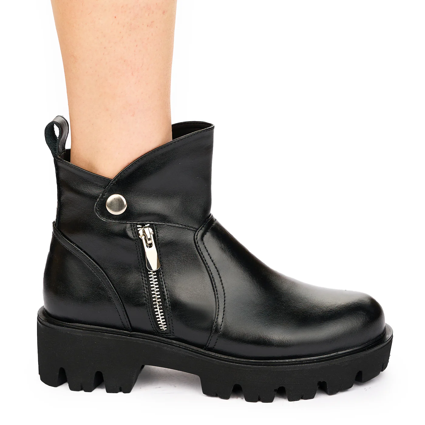Ghete Casual Dama Piele Naturala cu Talpa 5 Cm Negre 10856