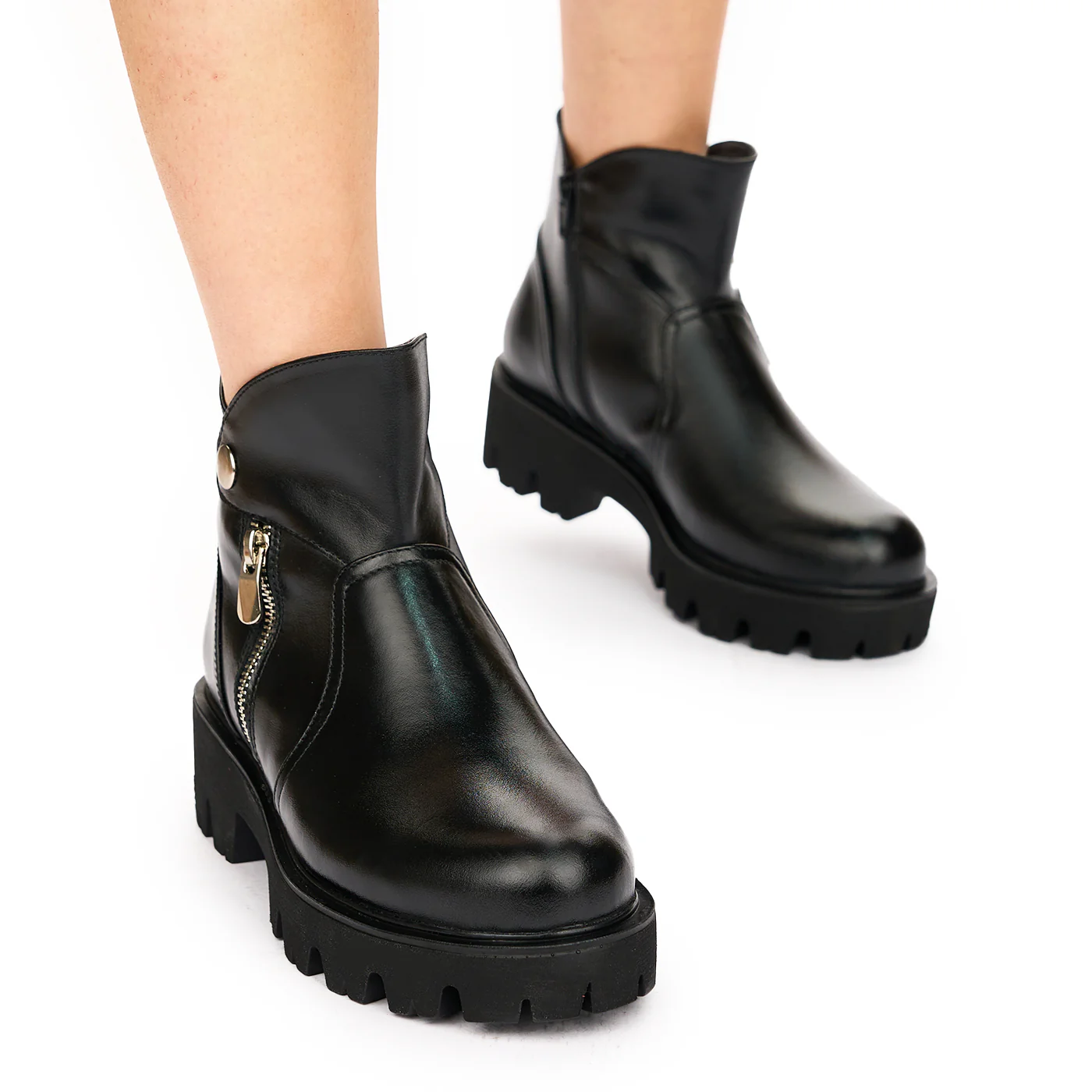 Ghete Casual Dama Piele Naturala cu Talpa 5 Cm Negre 10856 - Image 2