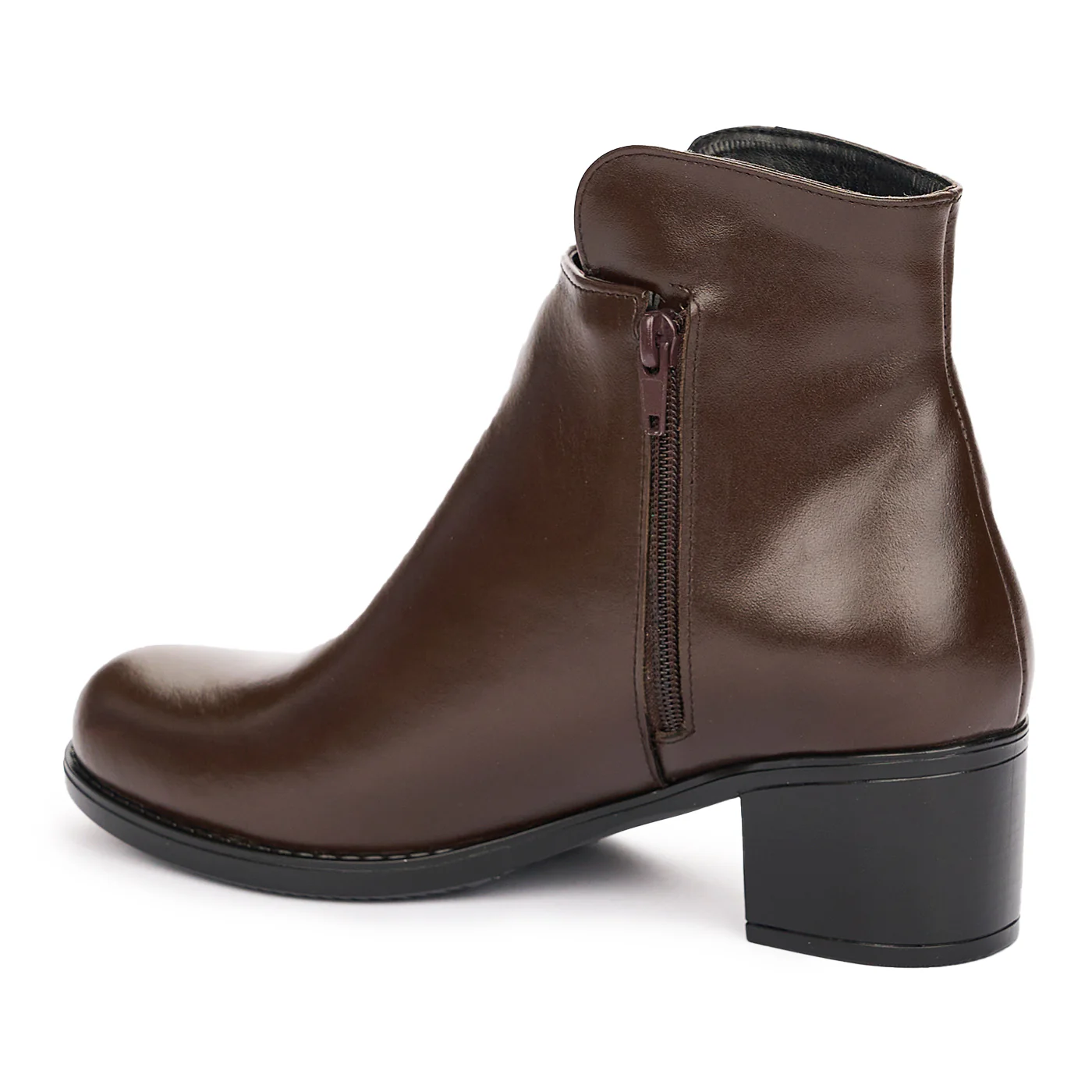 Ghete cu Toc Dama din Piele Naturala Eleganate Maro 10862 - Image 2