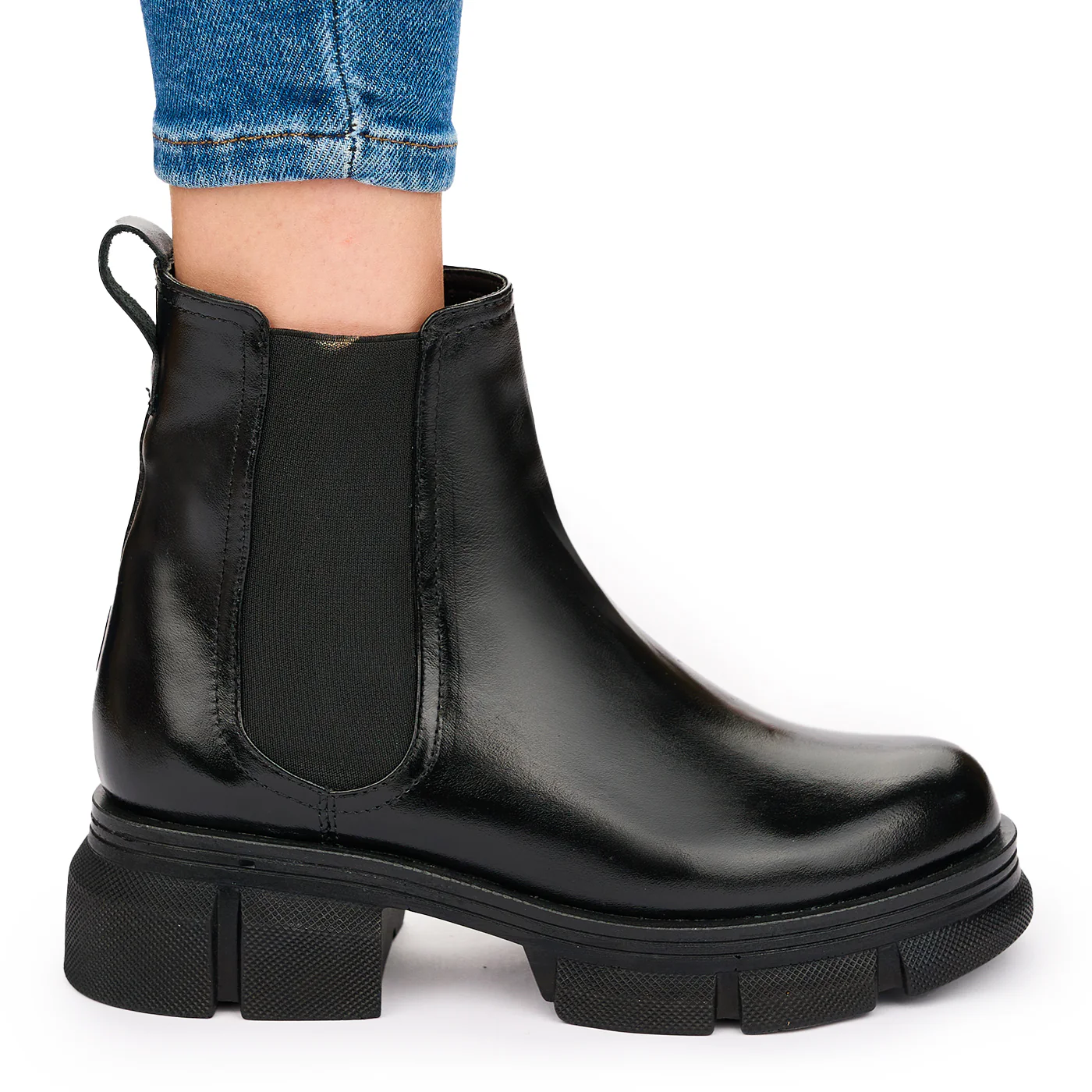 Ghete dama Casual Piele Naturala Negre cu Talpa 5 Cm 10823