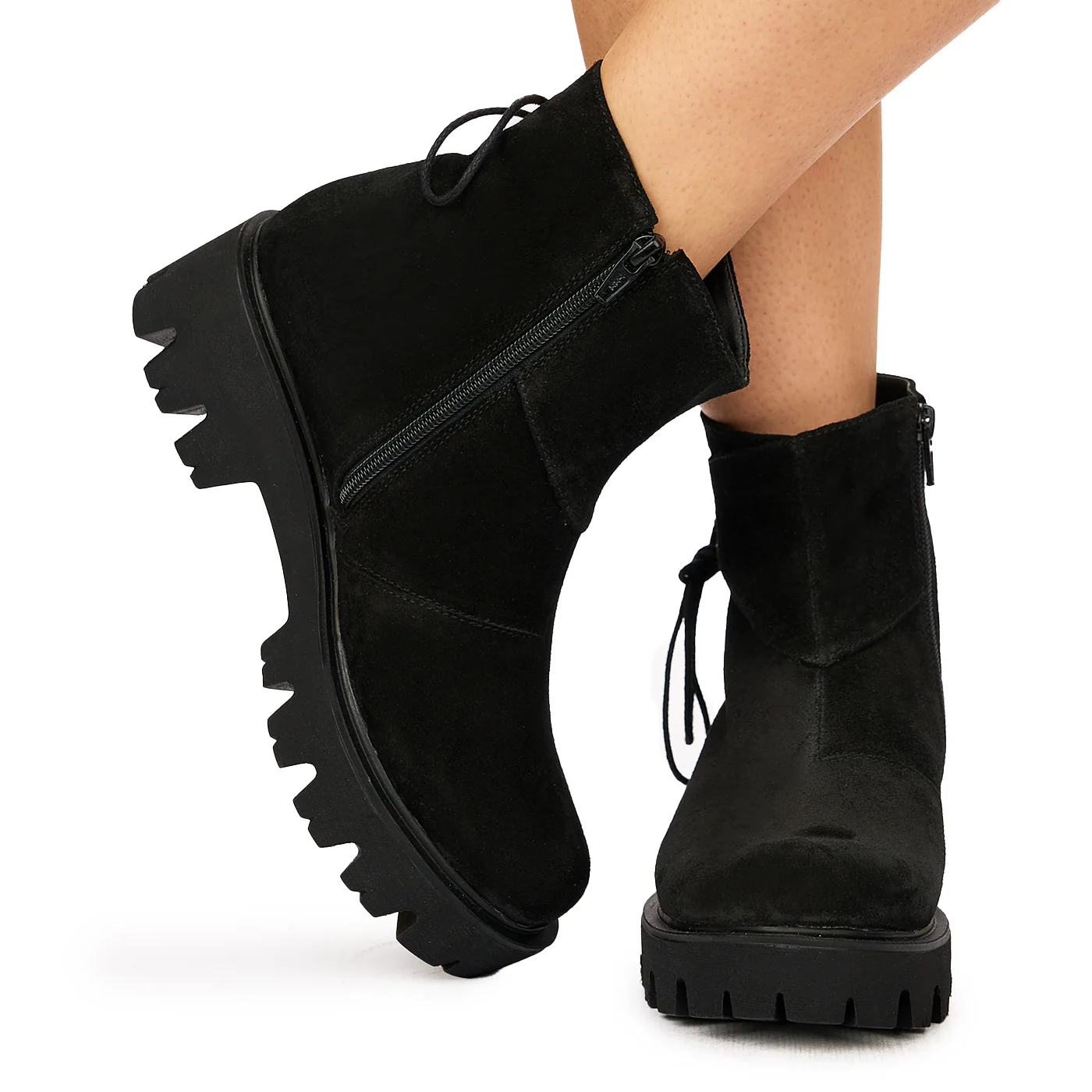 Ghete Dama din Piele Naturala Imblanite Negre 3871 - Image 3