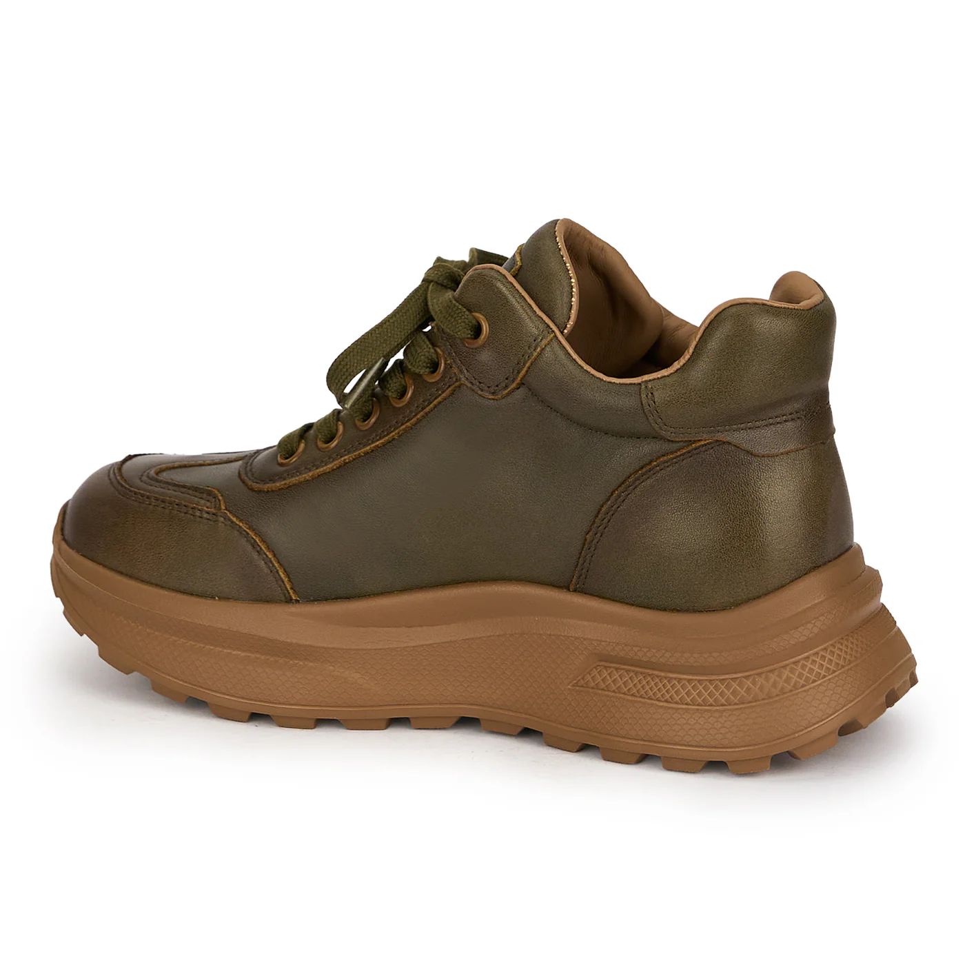 Ghete dama din piele naturala kaki 19004 - Image 2