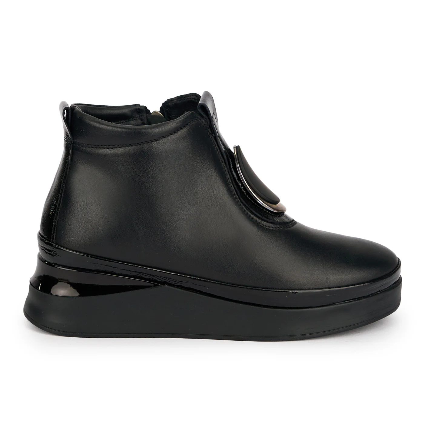 Botine dama din piele naturala neagra 19117