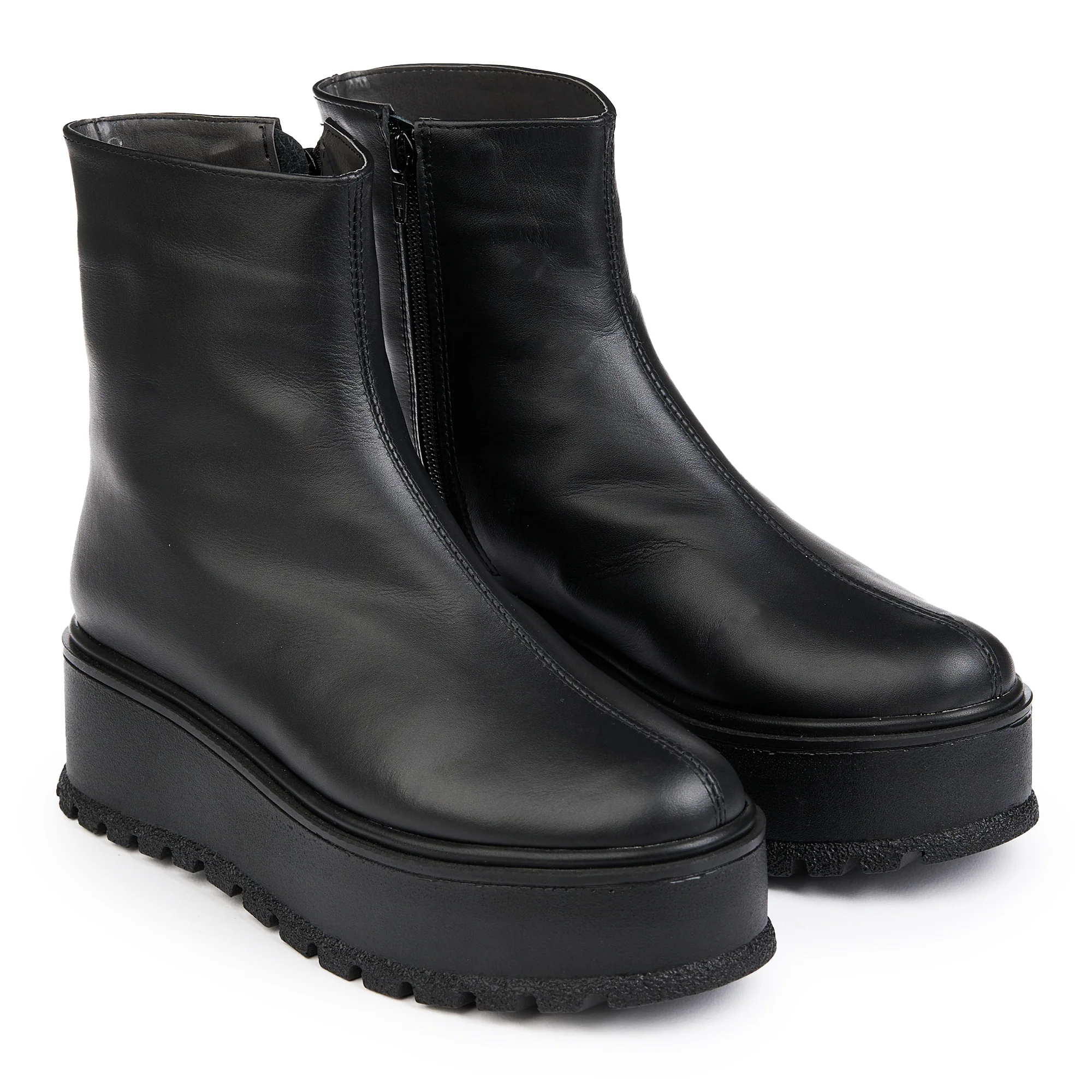 Ghete dama din piele naturala neagra cu talpa groasa 6 cm 14839 - Image 3