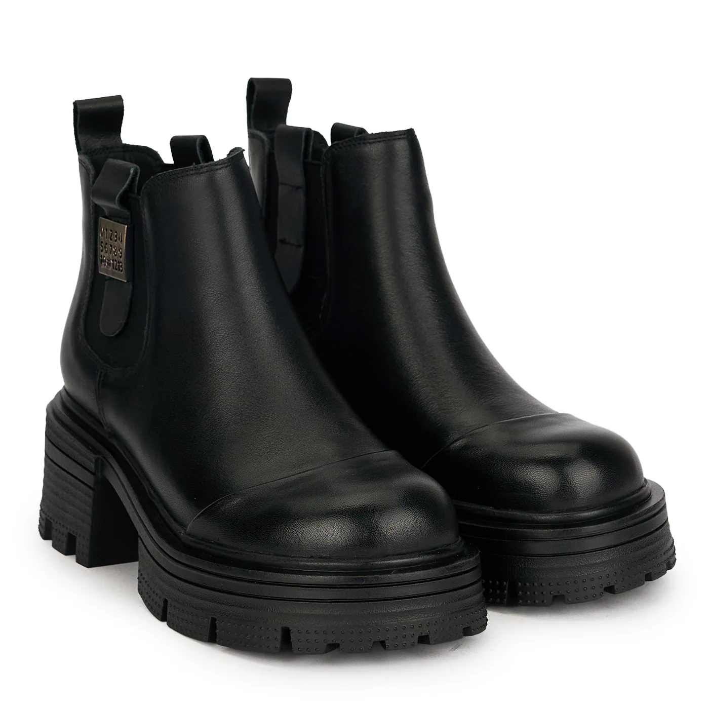 Ghete dama din piele naturala neagra cu talpa inalta 6 cm 19137 - Image 4