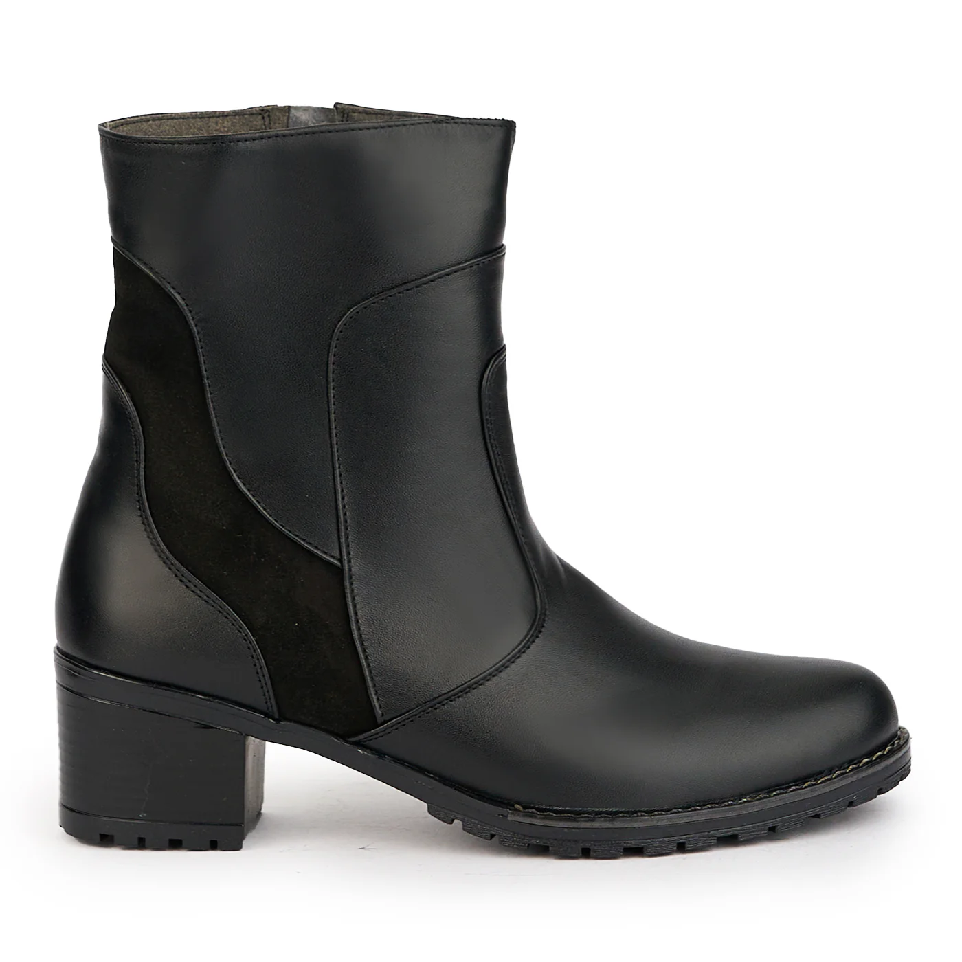 Ghete dama din piele naturala neagra cu toc 5 cm 17281