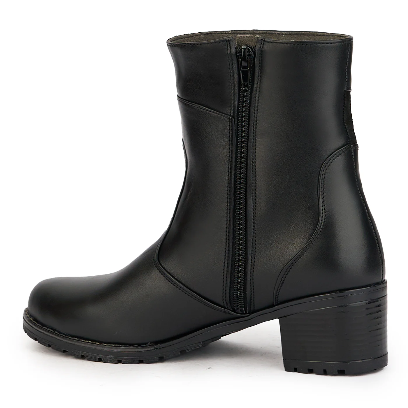 Ghete dama din piele naturala neagra cu toc 5 cm 17281 - Image 2