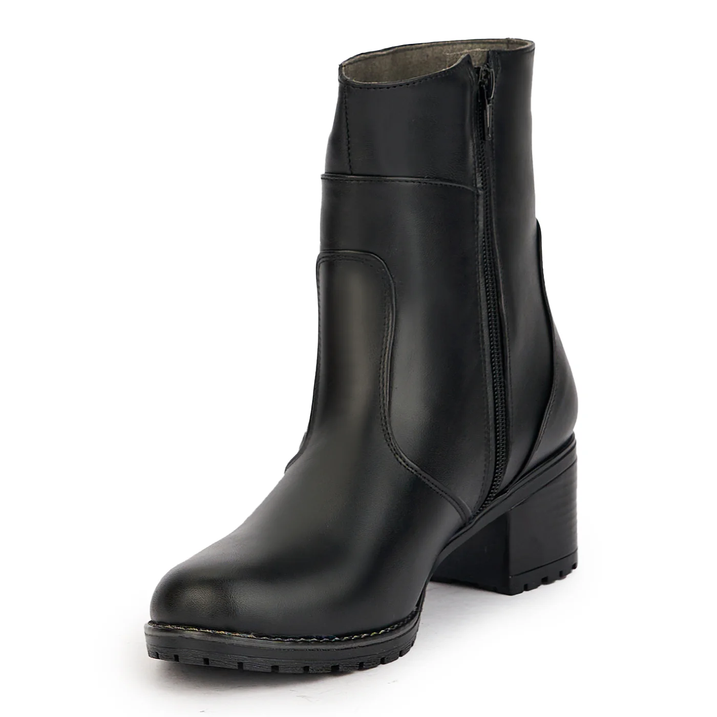 Ghete dama din piele naturala neagra cu toc 5 cm 17281 - Image 3