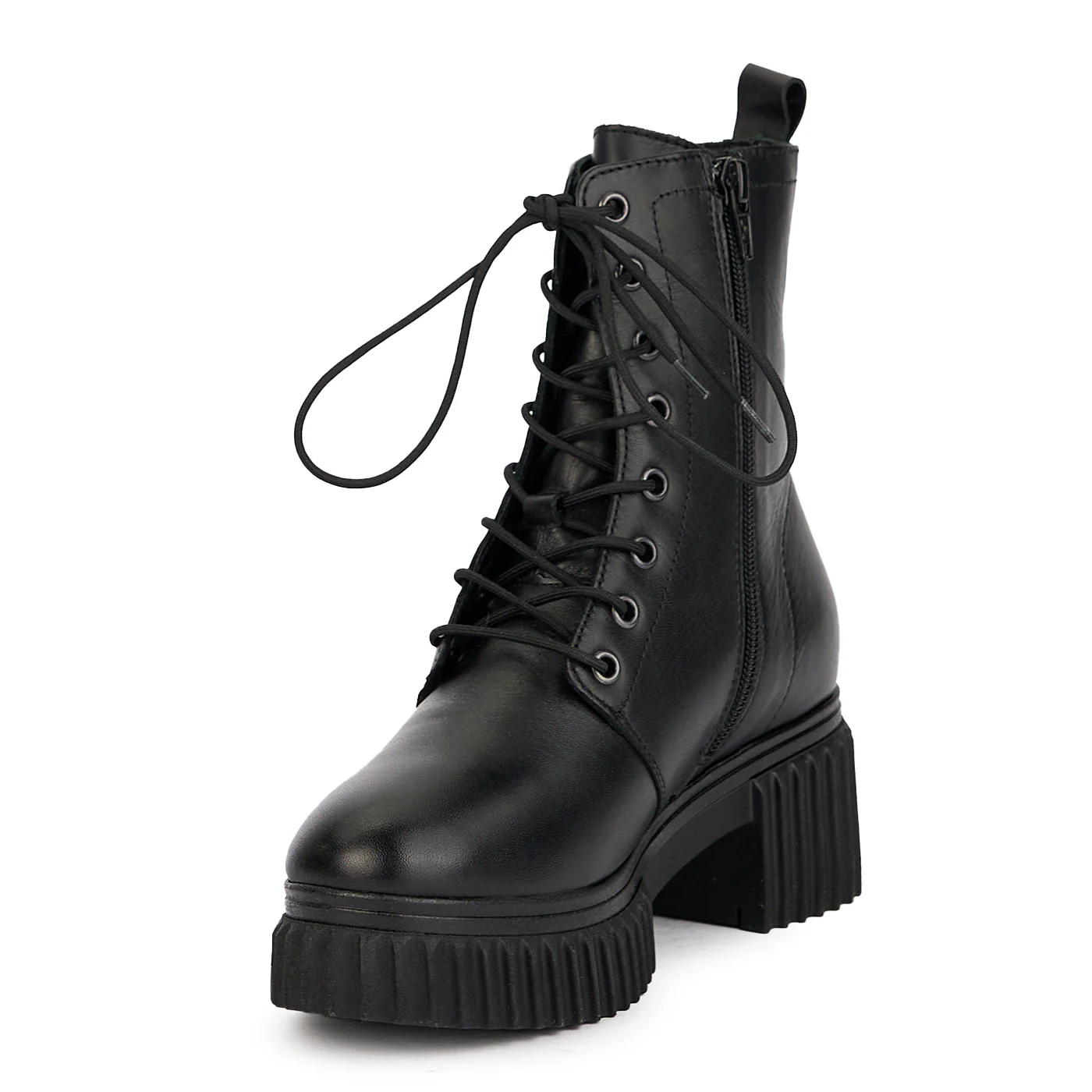 Ghete dama din piele naturala neagra cu toc 6 cm 17192 - Image 3