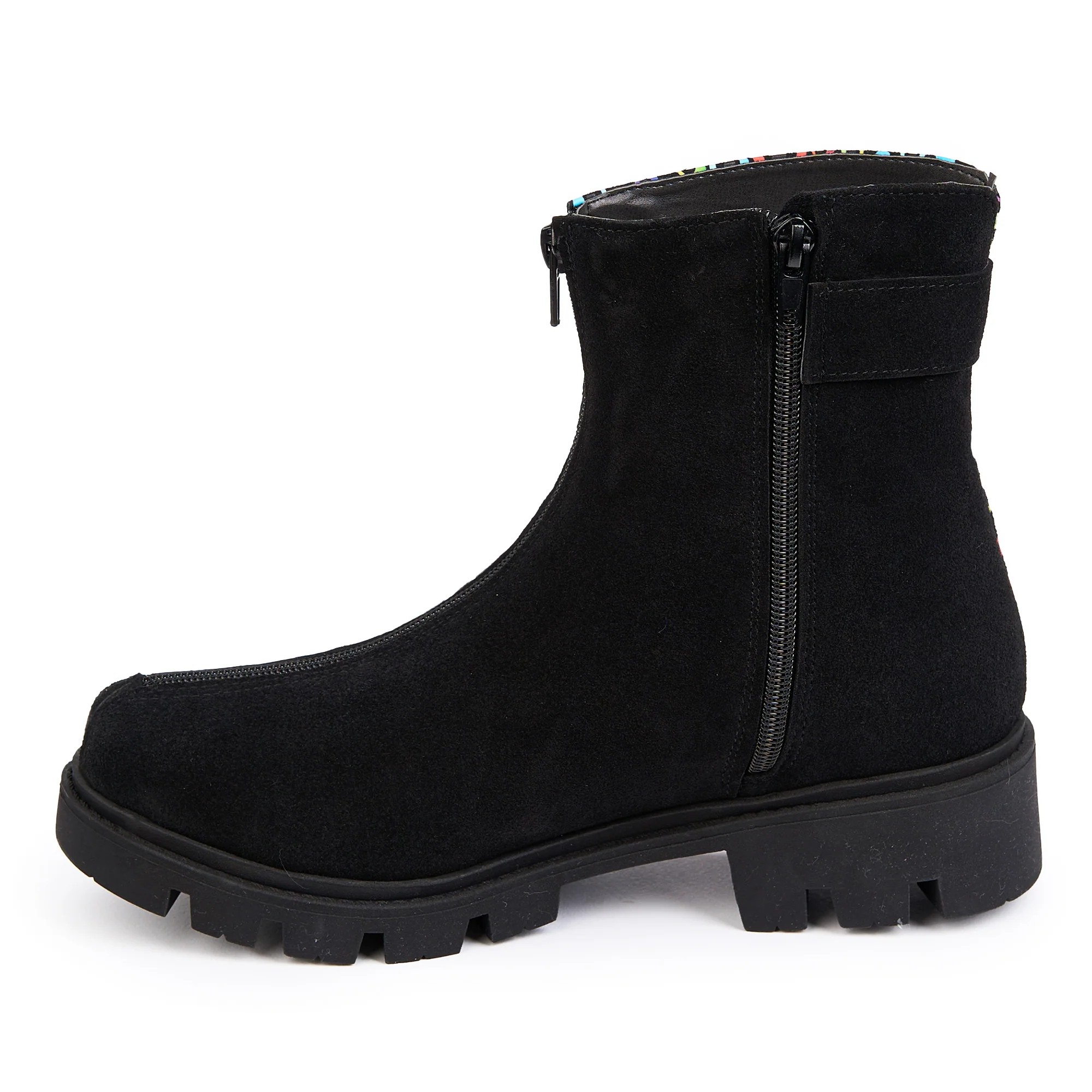 Ghete dama din piele naturala neagra - multicolor 14842 - Image 2