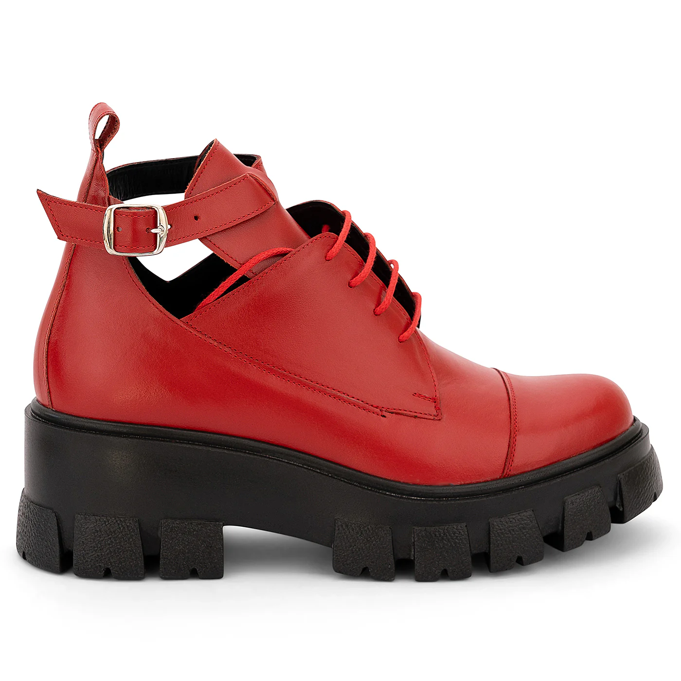 Ghete dama din piele naturala rosie 14171