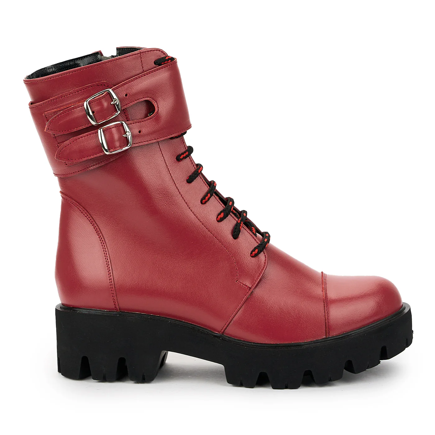 Ghete dama din piele naturala rosie 14898
