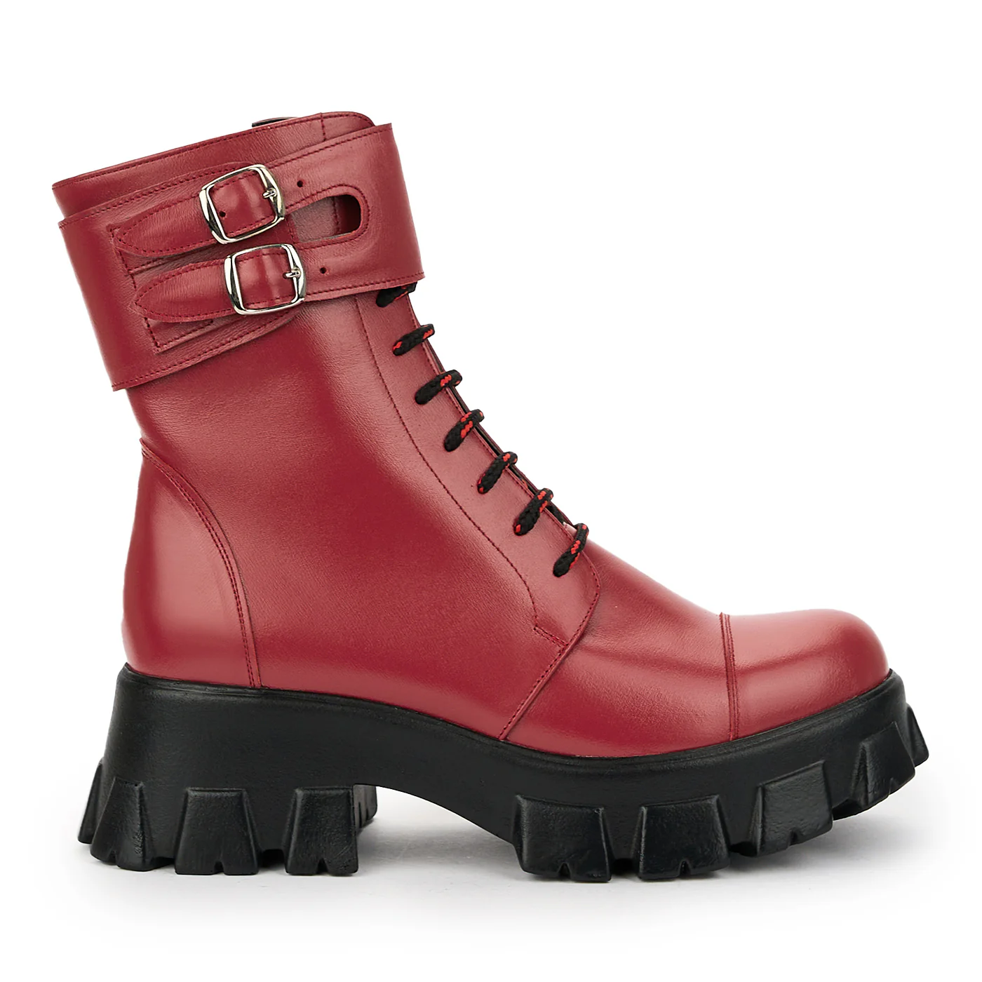 Ghete dama din piele naturala rosie 14899