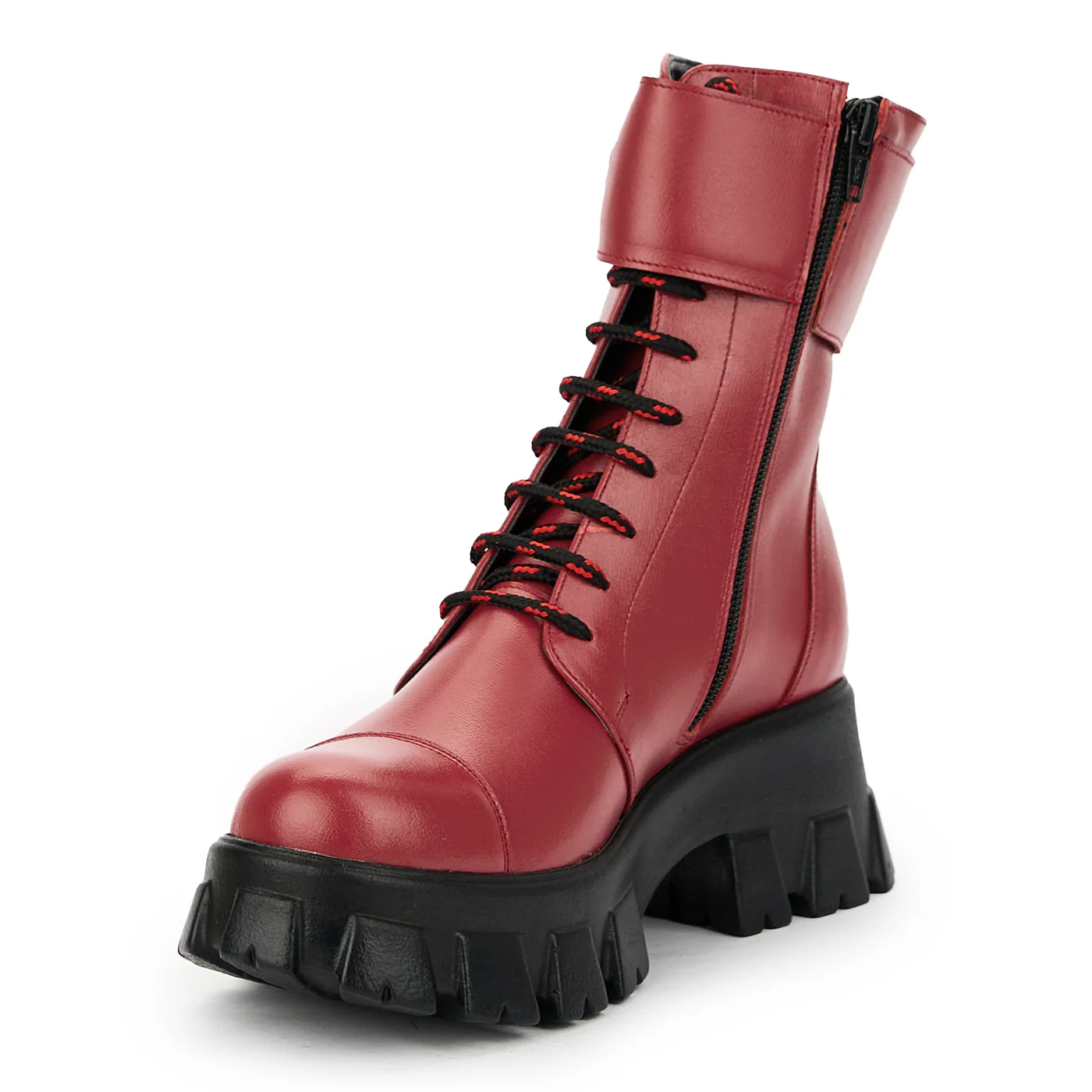 Ghete dama din piele naturala rosie 14899 - Image 3