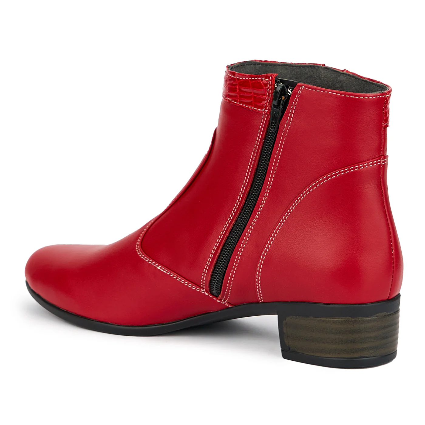 Ghete dama din piele naturala rosie 15199 - Image 2
