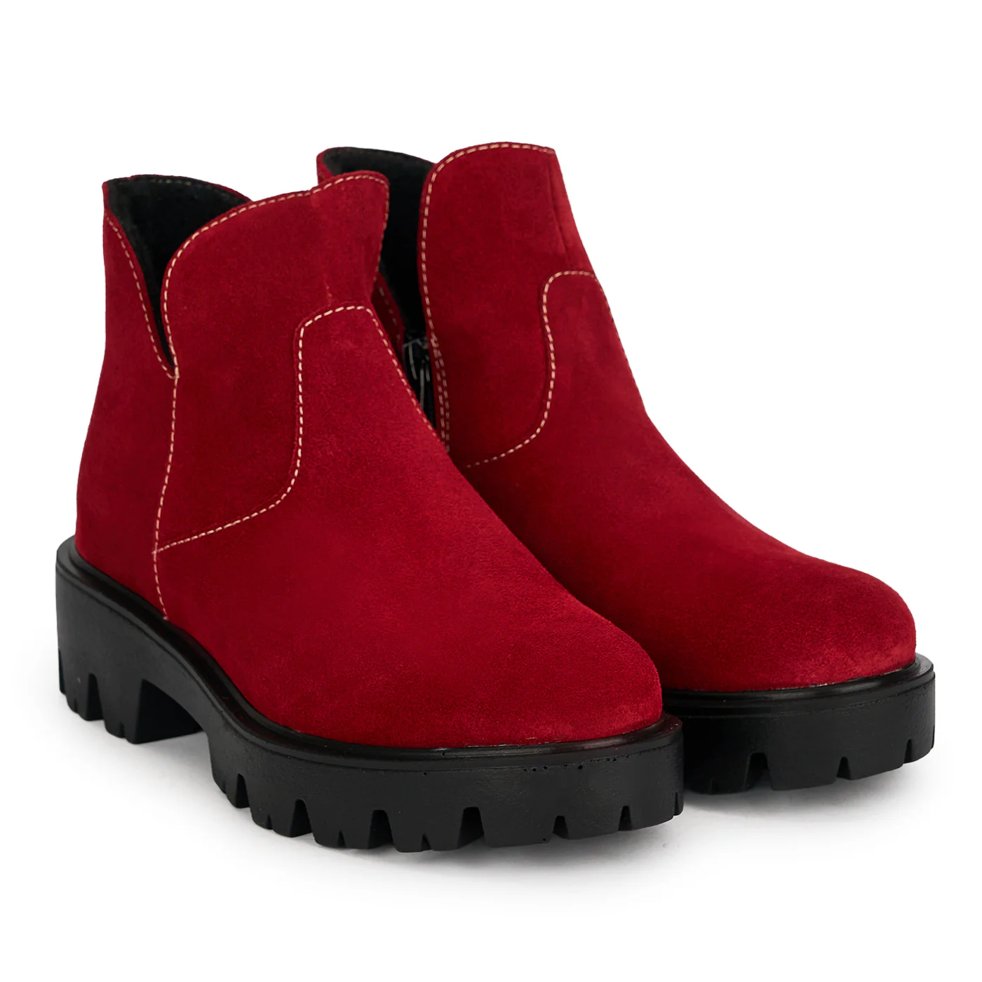 Ghete dama din piele naturala rosie 18982 - Image 4