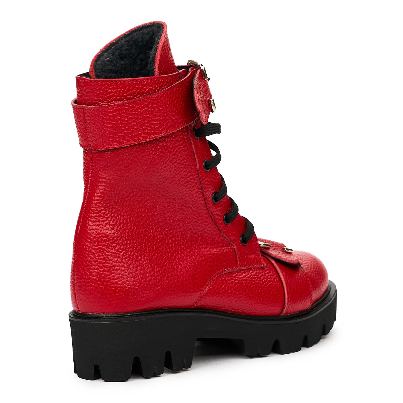 Ghete dama din piele naturala rosie 8302 - Image 2