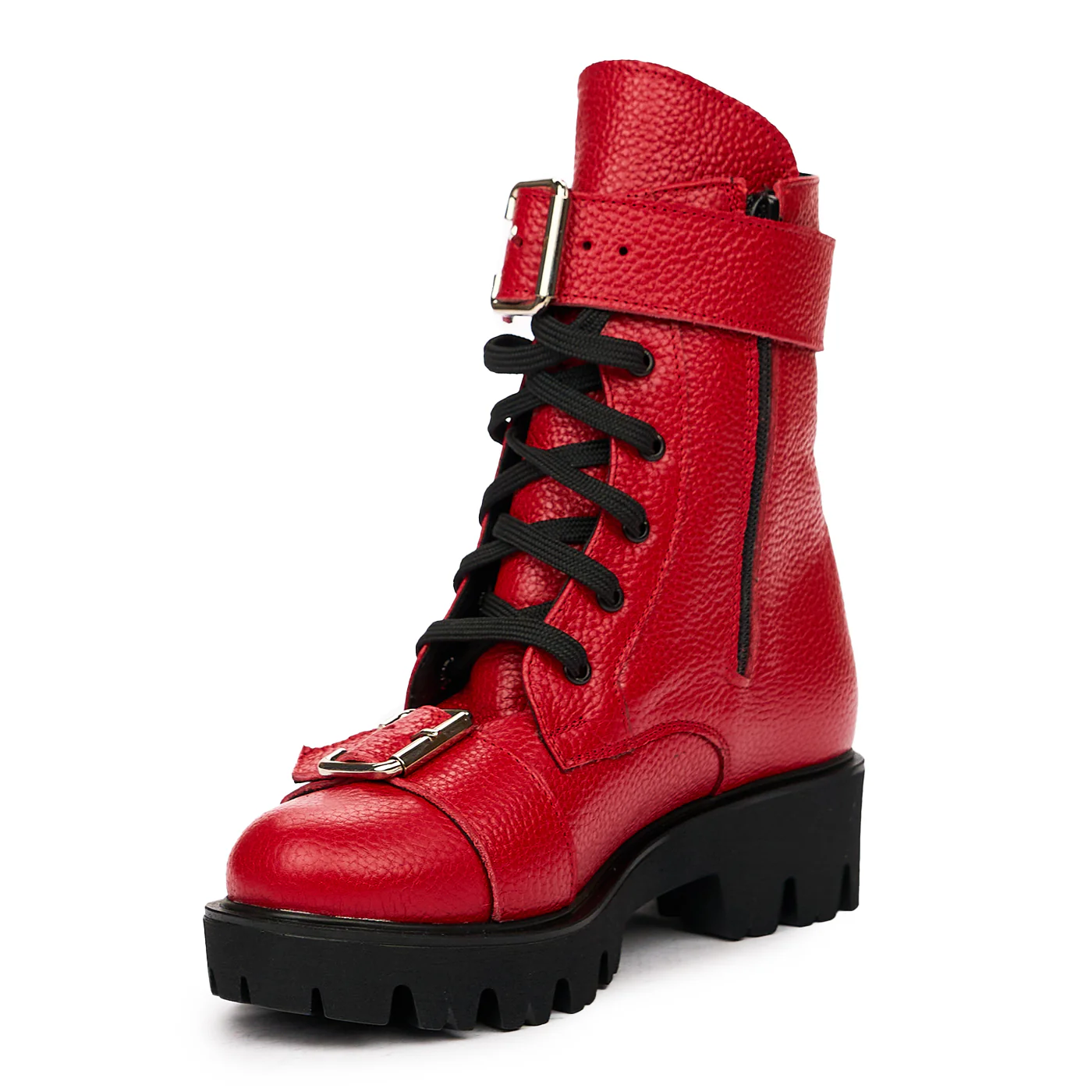 Ghete dama din piele naturala rosie 8302 - Image 4