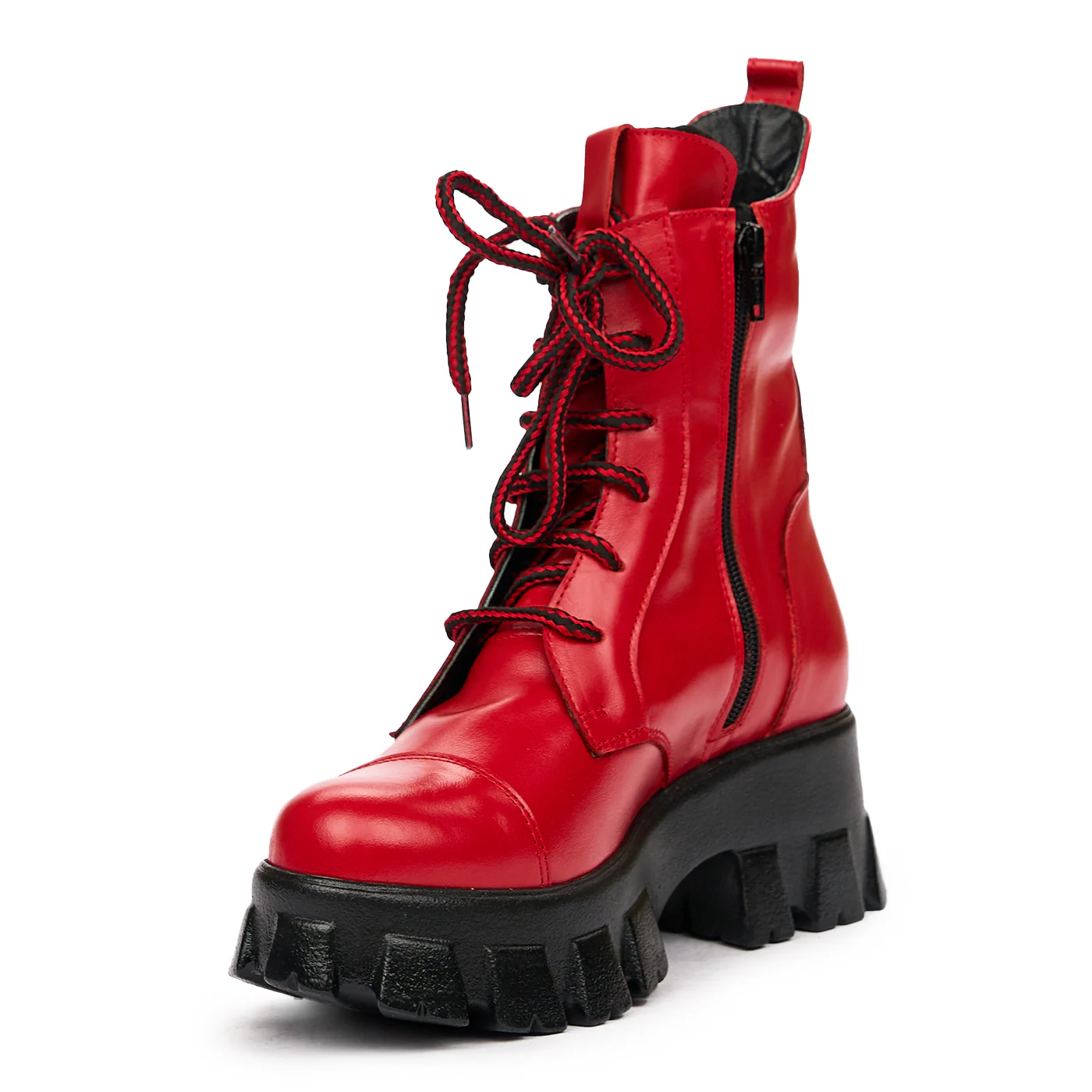 Ghete dama din piele naturala rosie 8376 - Image 4