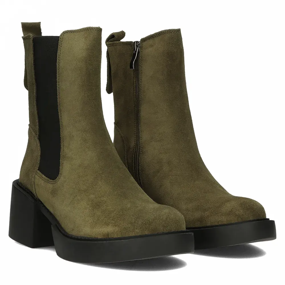 Ghete dama din piele naturala verde khaki 14649 - Image 4
