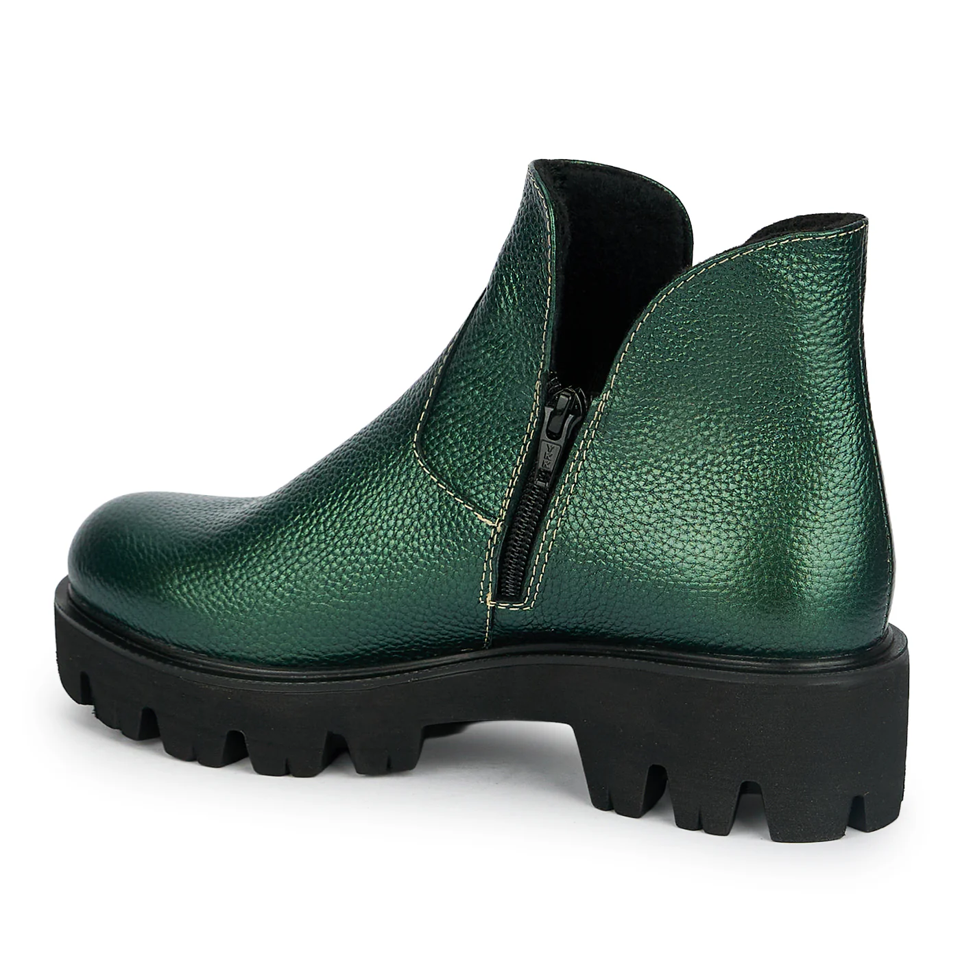 Ghete dama din piele naturala verde sidef 19202 - Image 2