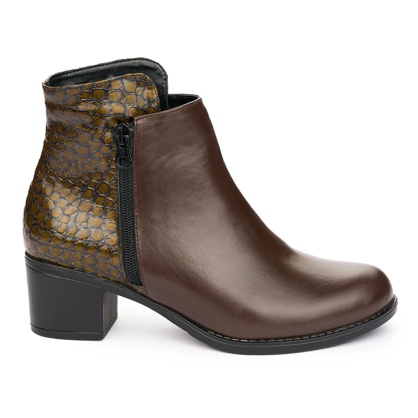 Ghete Dama Elegante din Piele Naturala Toc 5 Cm Maro 10957