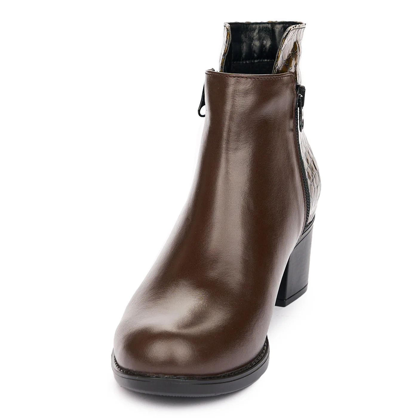 Ghete Dama Elegante din Piele Naturala Toc 5 Cm Maro 10957 - Image 3