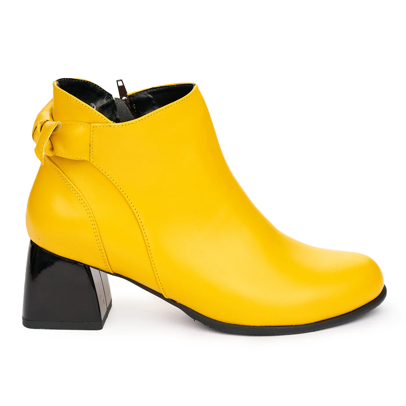 Ghete Dama Galbene Piele Naturala Toc 6 Cm Elegante 10961
