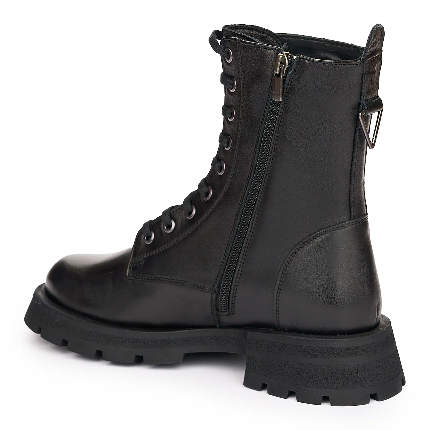 Ghete Dama Negre cu Siret din Piele Naturala Casual 12025 - Image 2