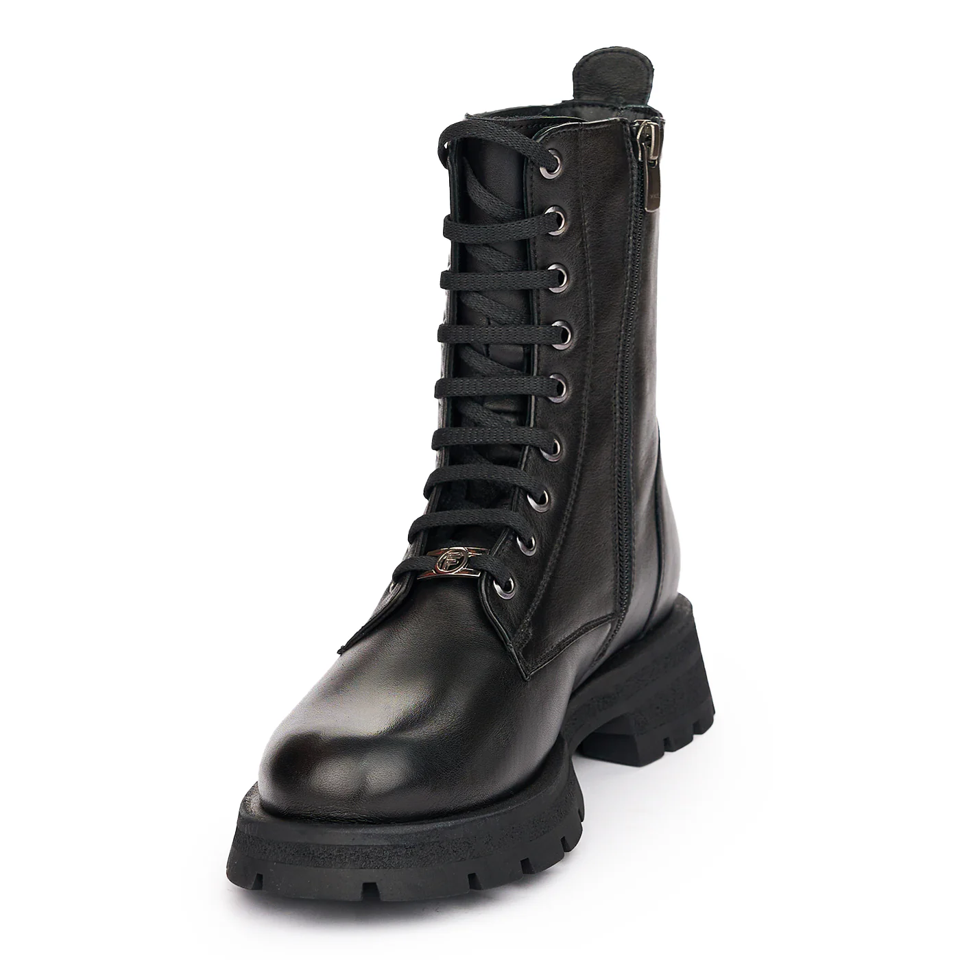 Ghete Dama Negre cu Siret din Piele Naturala Casual 12025 - Image 3