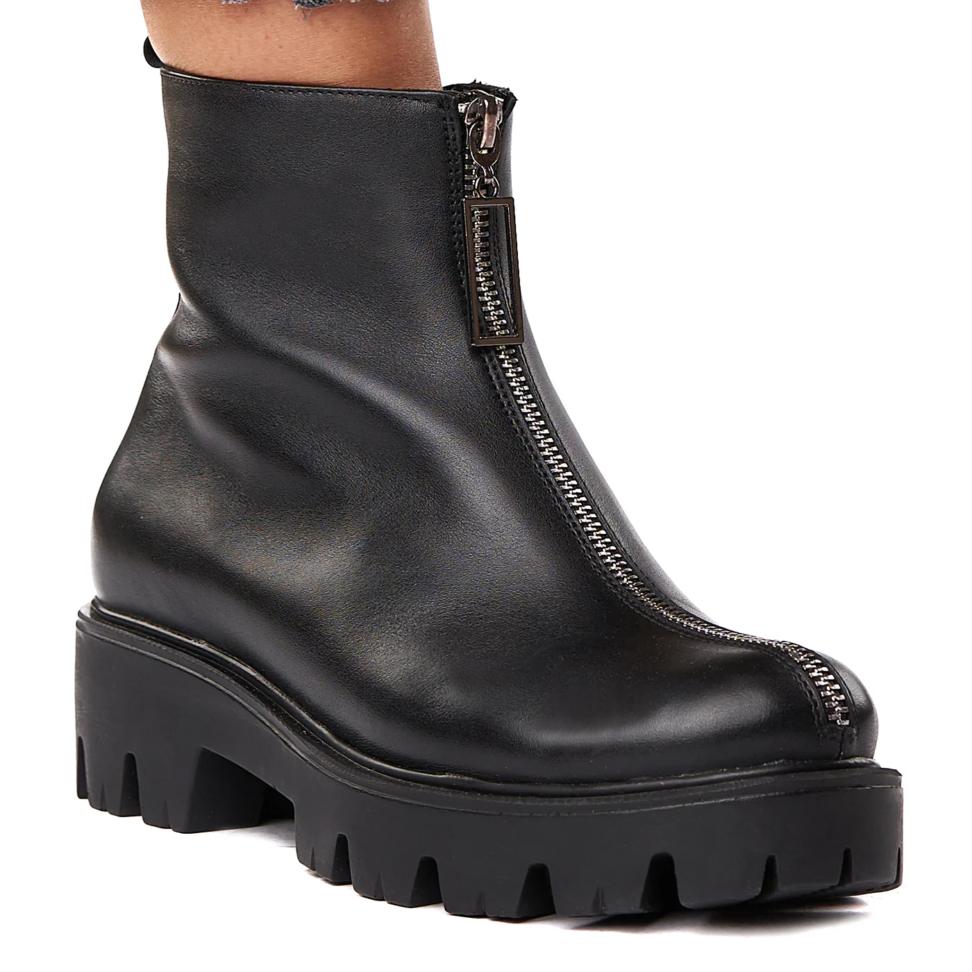 Ghete dama negre din piele naturala 3554 - Image 2