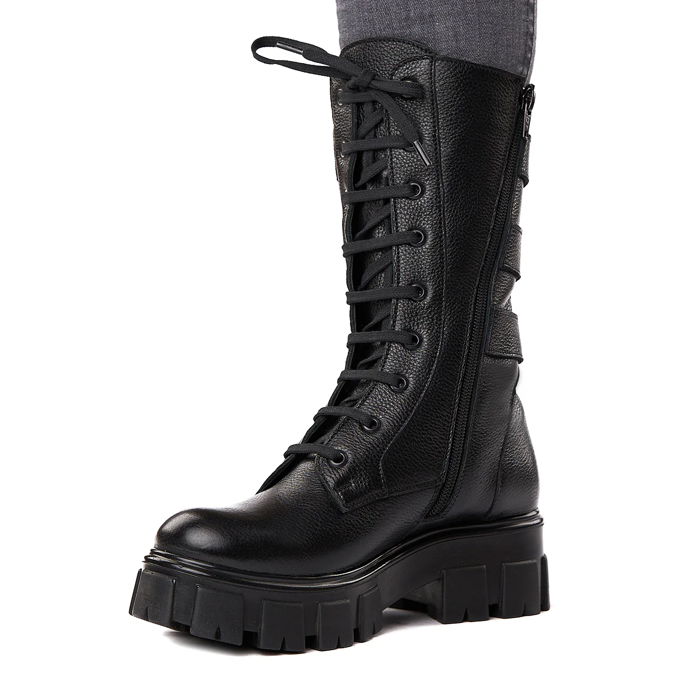 Ghete dama negre din piele naturala 3557 - Image 3