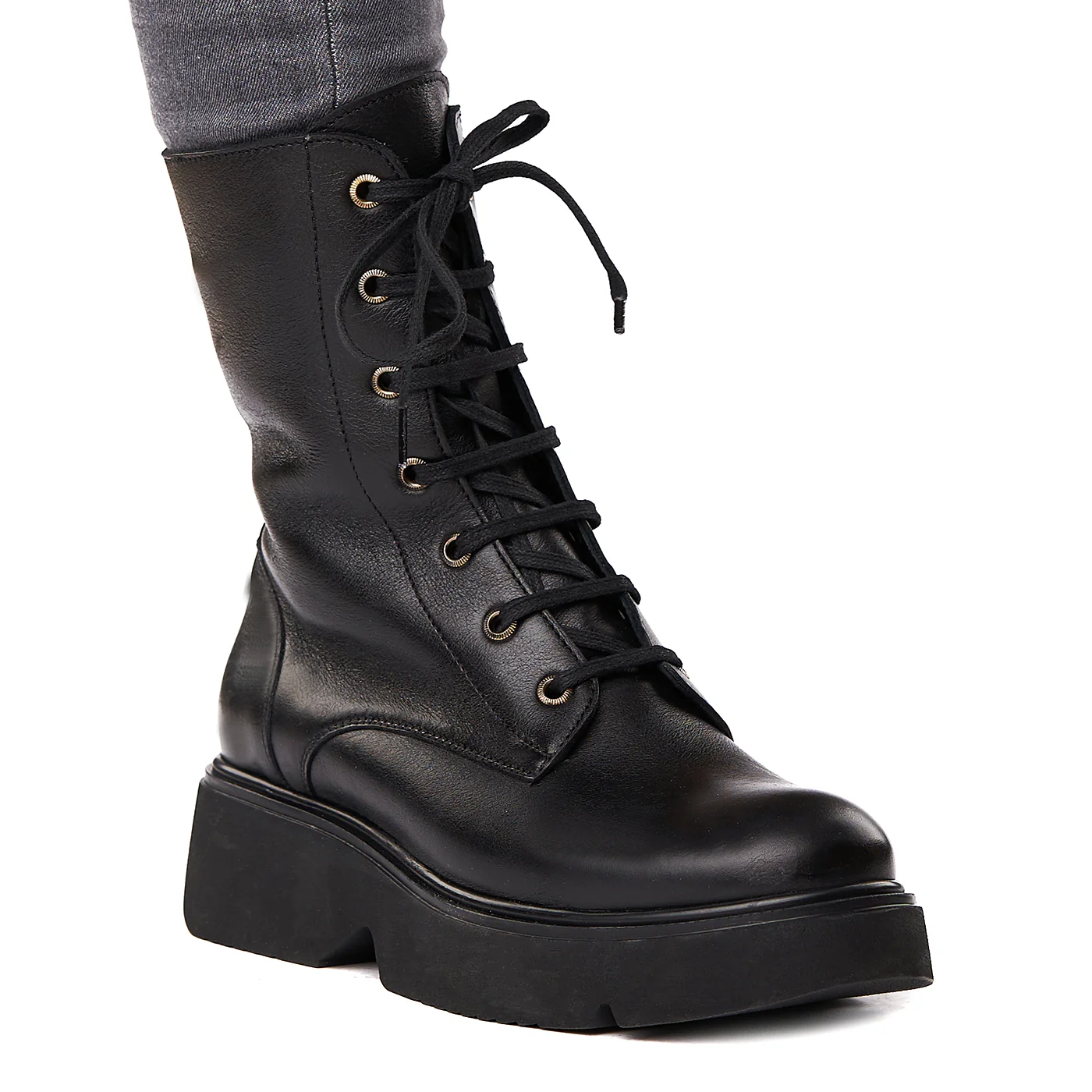 Ghete dama negre din piele naturala 3563 - Image 2