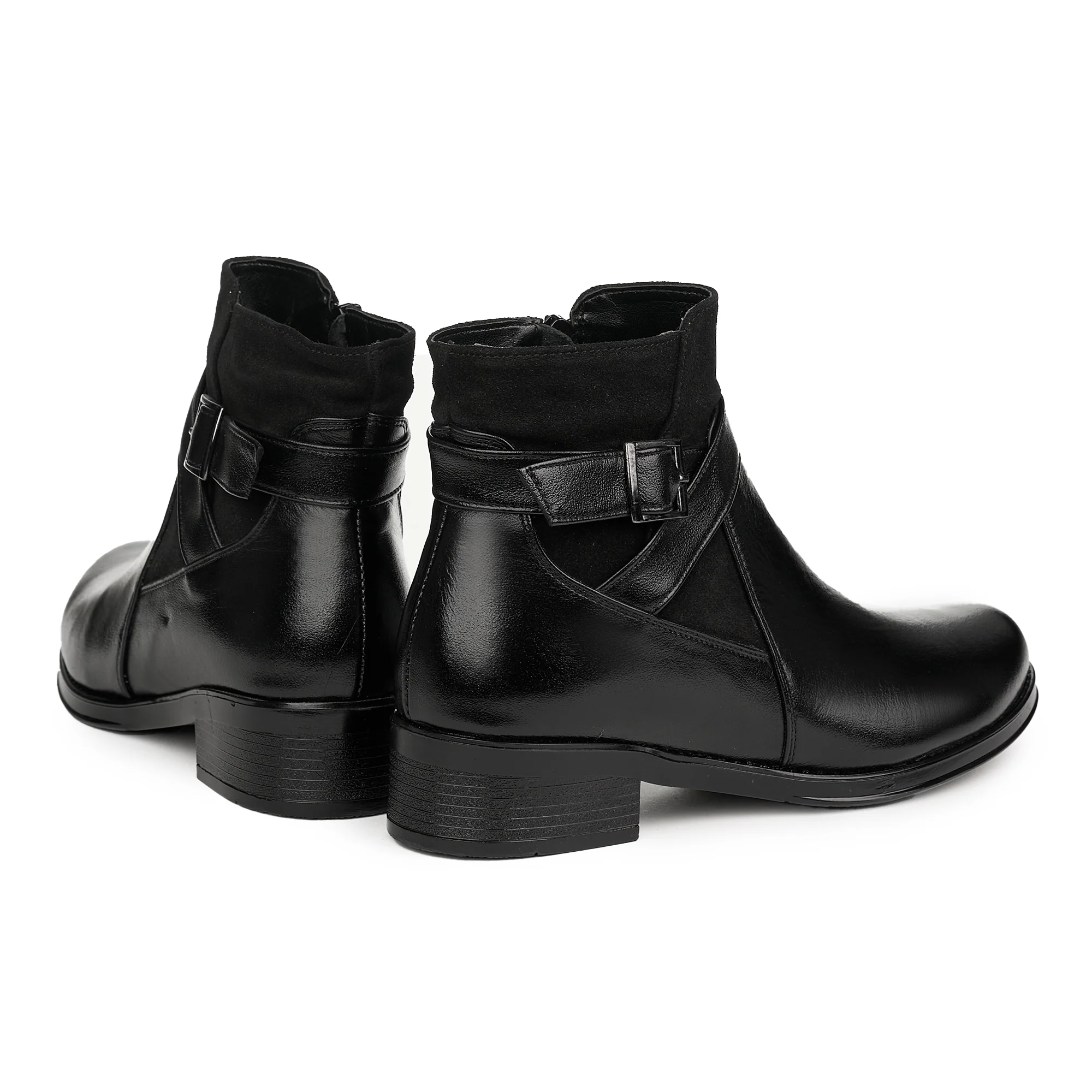 Ghete Dama Piele Iarna cu Fermoar Casual Negre 12115 - Image 2