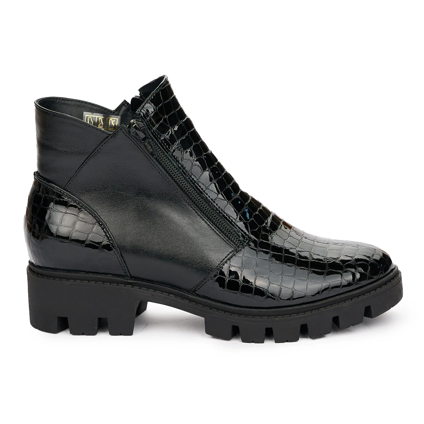 Ghete Dama Piele Lacuita Casual Negre 12220