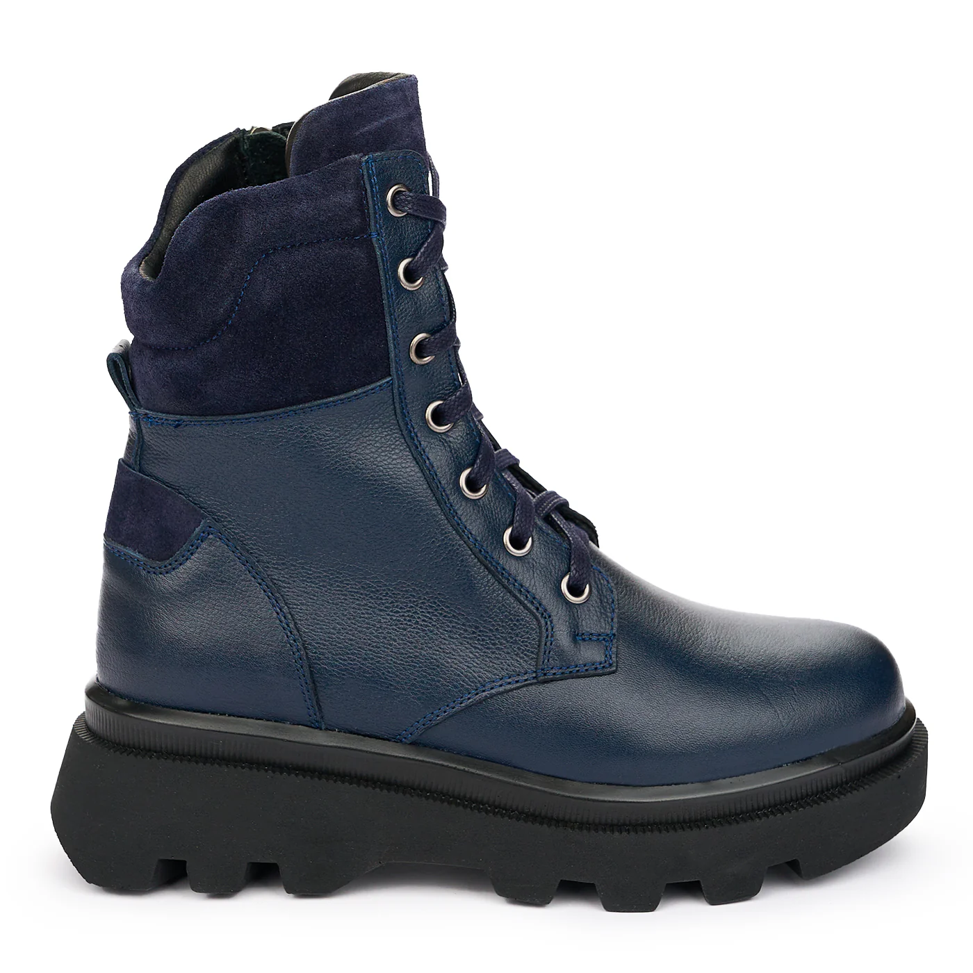 Ghete Dama Piele Naturala Bleumarin Casual cu Siret 12087