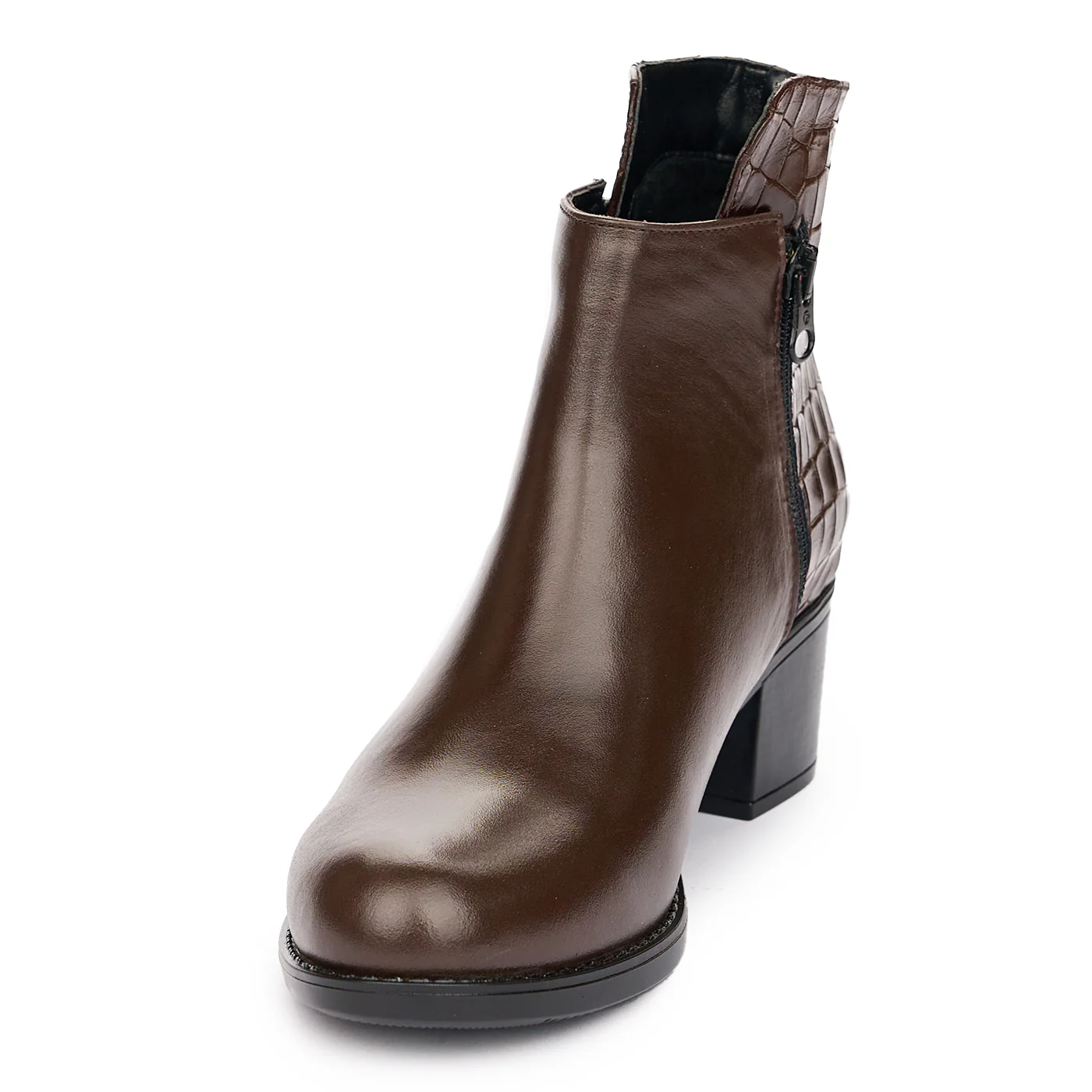 Ghete Dama Piele Naturala Elegante Toc 5 Cm Maro 10954 - Image 3