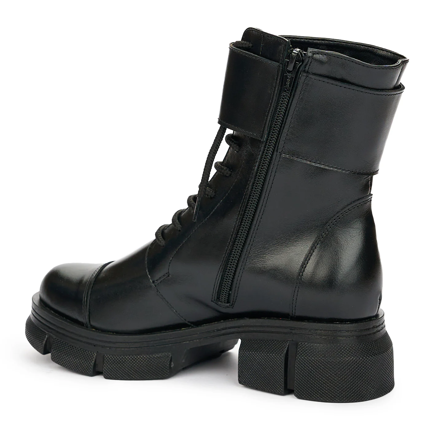 Ghete Dama Piele Neagra cu Siret Casual 12450 - Image 2