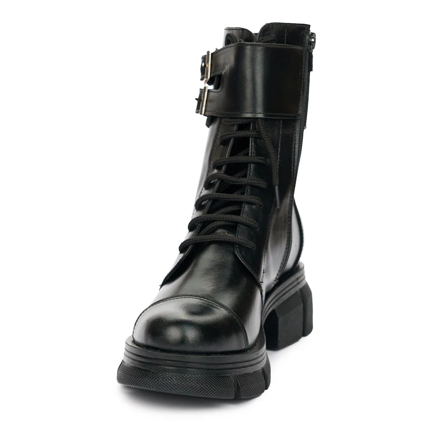 Ghete Dama Piele Neagra cu Siret Casual 12450 - Image 3