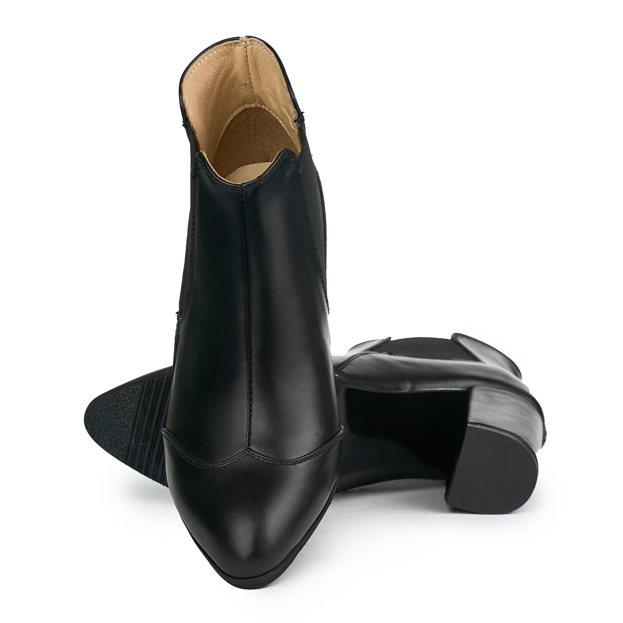 Ghete Dama Piele Toc 8 Cm Casual Negre 12085 - Image 4