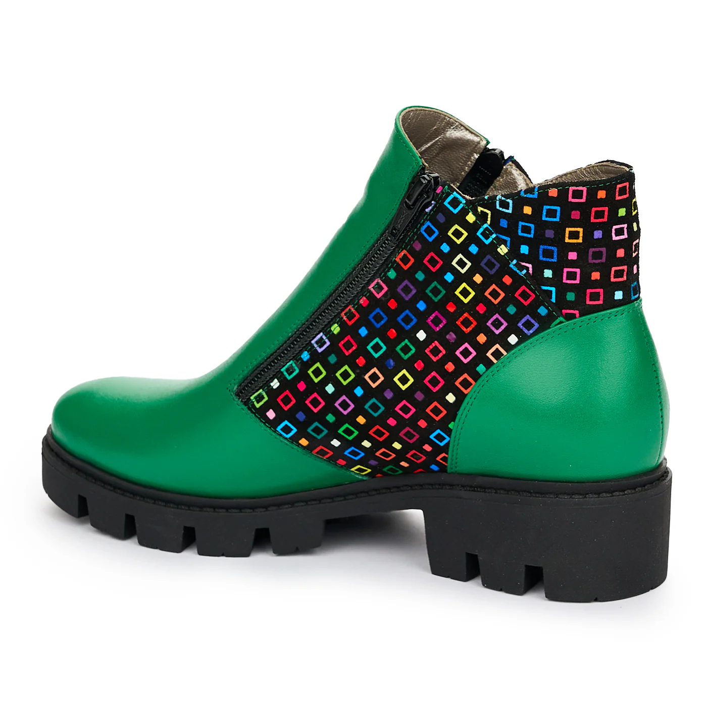 Ghete Dama Piele Verzi cu Fermoar Casual 12489 - Image 2