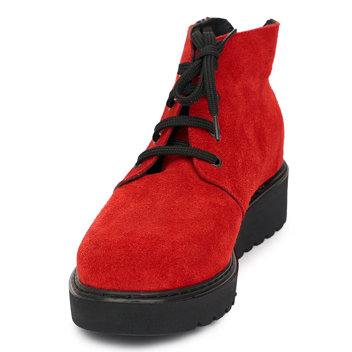 Ghete Dama Scurte Piele Naturala Casual Rosii 12127 - Image 3
