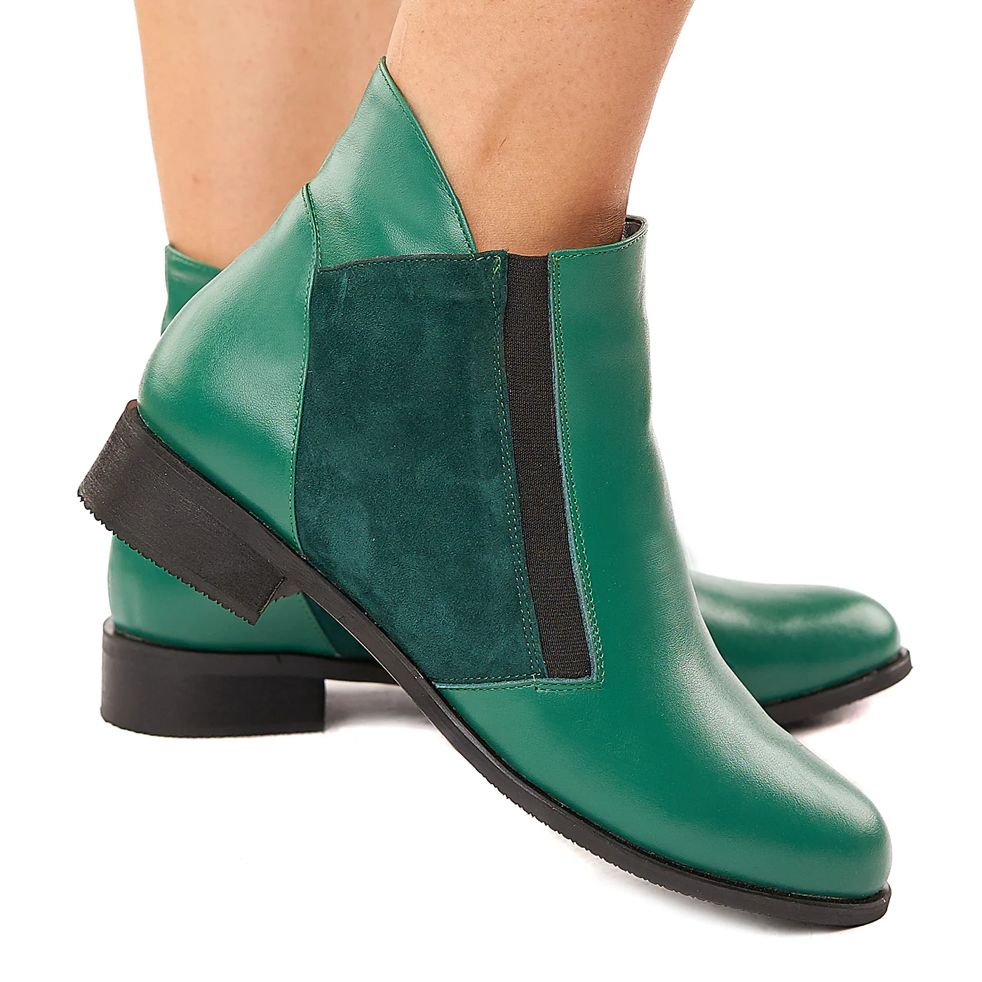 Ghete Dama Verde Inchis din Piele Naturala 6144
